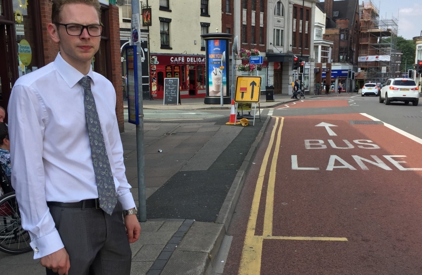 Jack at a bus stop in Longton