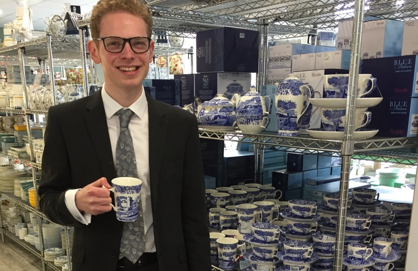 Jack Brereton with ceramics products