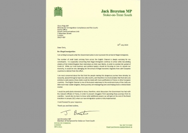 Jack Brereton letter to Home Office